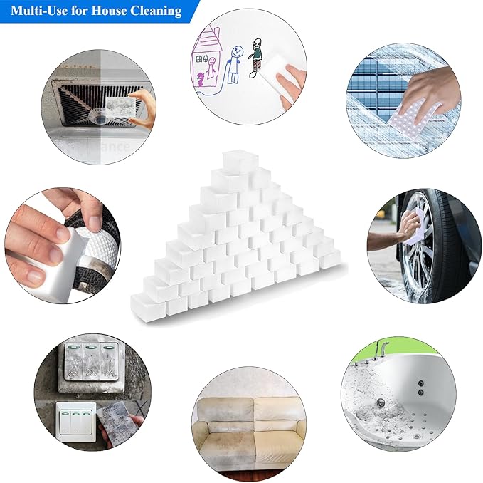 Magic Sponge Eraser, 100 Pack Heavy Duty Melamine Sponge, White Non-Scratch House Cleaning Sponge Scrubber Pads for Kitchen, Bathroom, Shoe, Deep Cleaning-Stain Remover