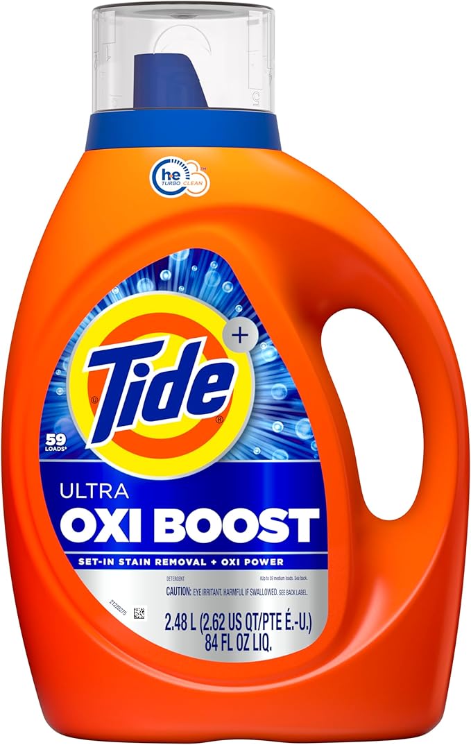 Tide Ultra Oxi Boost Liquid Laundry Detergent, 84 fl oz, 59 Loads, Advanced Stain Remover, Laundry Detergent Liquid with Extra Oxi Power