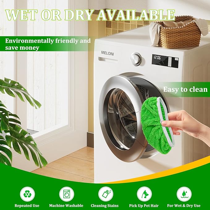 6 Pack Reusable Microfiber Mop Pads - Compatible with Swiffer Sweeper Mop, Washable Dry & Wet Sweeping Cloths Refills for Hardwood Laminate Tile Floor Cleaning, Eco-Friendly Lint-Free Floor Mop Pads