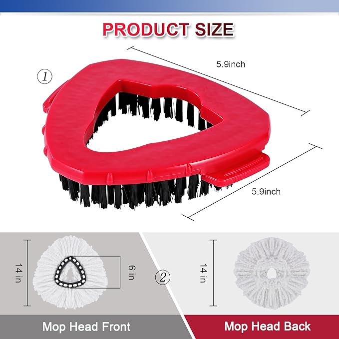 Mop Replacement Head for O Cedar Spin Mop 1 Tank System, 4 Head with 3 Mop Replace Head & One Scrub Brush Head,Microfiber Spin Mop Refills and Floor Scrubber Mop Replace