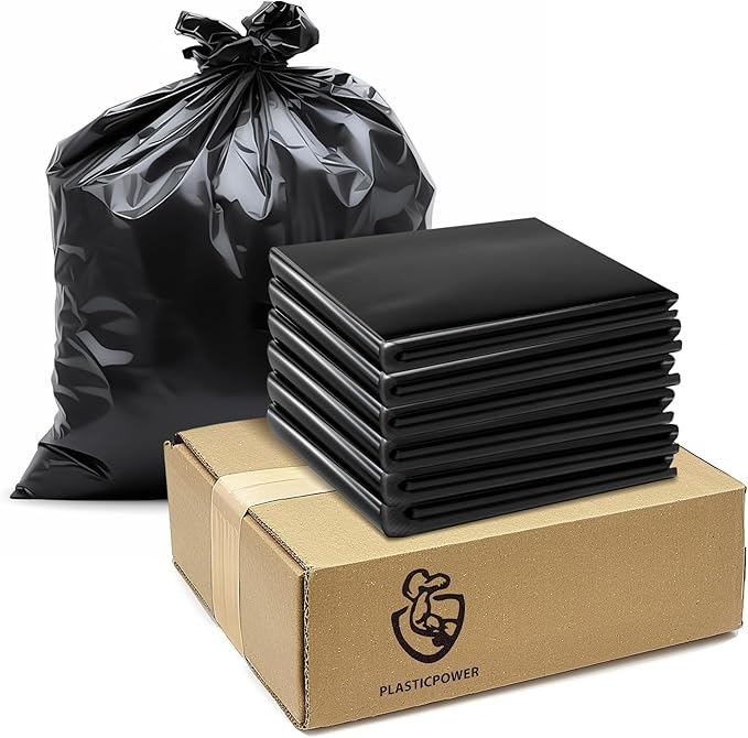 Generic 100 Pack -55-60 Gallon Heavy Duty Trash Can Bags - 2 Mil Thickness, Ultra Durable, Leak Proof, Black -large yard waste bags，Ideal for Kitchen, Commercial, Building - Made in the USA-21