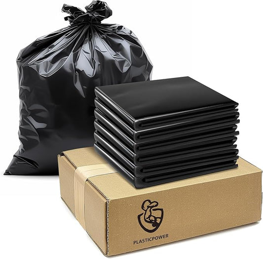 Generic 100 Pack -55-60 Gallon Heavy Duty Trash Can Bags - 2 Mil Thickness, Ultra Durable, Leak Proof, Black -large yard waste bags，Ideal for Kitchen, Commercial, Building - Made in the USA-21