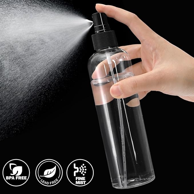 Bekith 16 Pack 8 oz Plastic Spray Bottles, Clear Empty Fine Mist Sprayer Bottles with Pump Spray Cap for Essential Oils, Travel, Perfumes