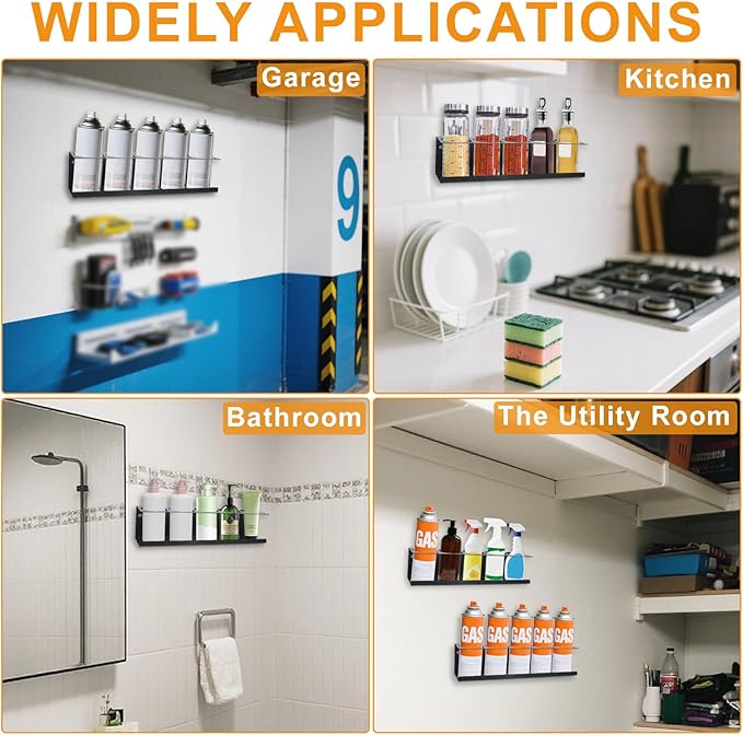 Aerosol Spray Can Holder Rack 4 Packs, Spray Bottle Organizer Wall Mounted Heavy-Duty Steel Paint Bottle Storage Rack for Garage and Workspace