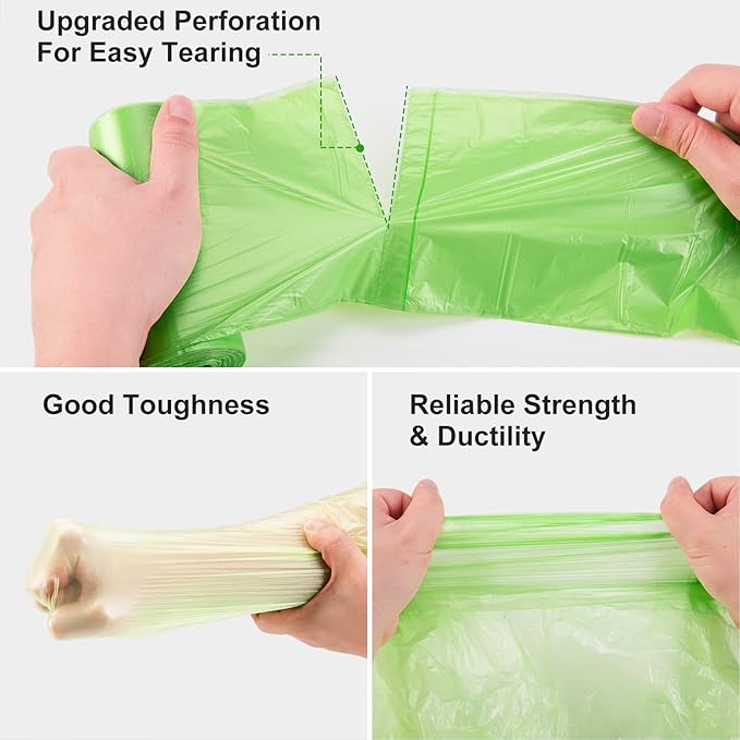 Small Trash Bags 4-6 Gallon, Inwaysin 200 Count Biodegradable Trash Bags 4 Gallon, Extra Strong Small Garbage Bags Unscented, Size Expanded, Green, for Bathroom Bedroom Office Kitchen Trash Can