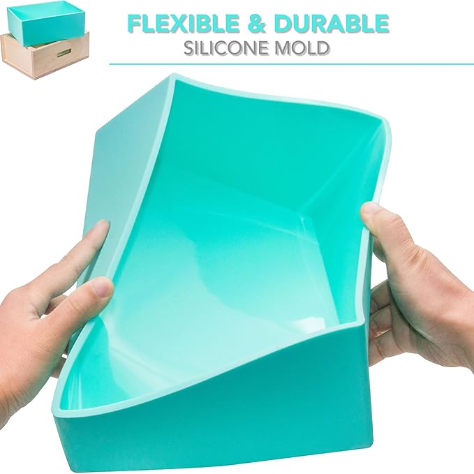 Extra Large Soap Molds 160 oz with Removable Side Wall —Tall Skinny Triple Width Mold, Flexible Silicone Soap Molds for Soap Making, Wooden Rectangle Soap Mold with Lid