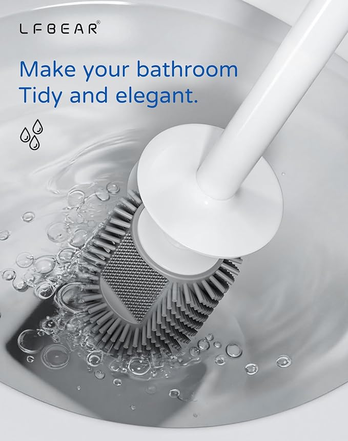 Toilet Brush and Holder Set for Bathroom, Deep Cleaning & No-Scratch Toilet Bowl Scrubber, Hygienic & Flexible Rubber Brush Head-for Modern Bathroom & RV