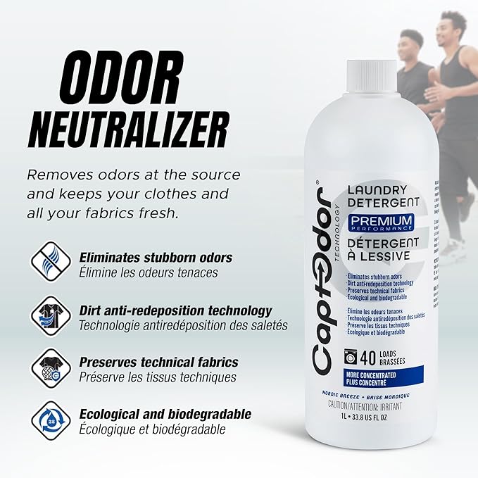Captodor Premium Laundry Detergent, – Nordic Breeze Scent, Ultra-Concentrated Formula, Eliminates Tough Odors and Dirt, Phosphate-Free, Biodegradable (1L (33.8 fl oz))