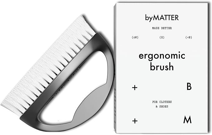 byMATTER Ergonomic Laundry Brush – Suitable for Clothes, Upholstery, Shoes, Fabric Cleaning, Helps Stain Removal, Stiff Bristle Brush