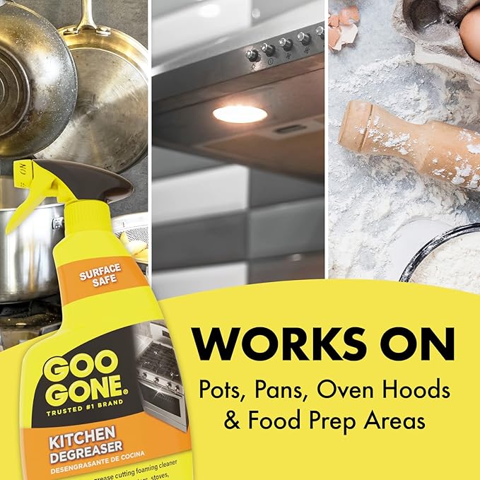 Goo Gone Foaming Kitchen Degreaser- Removes Baked-On Food, Grease, Splatter and Grime, 2 PACK 28 oz