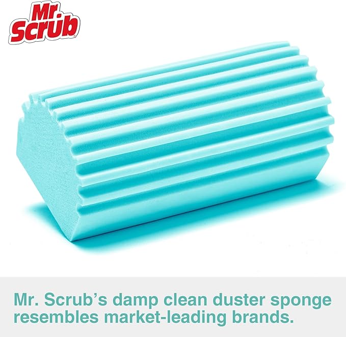 4 Pack Damp Dusting Sponge Duster, Blue Dust Cleaning Sponge, Reusable Household Cleaning Sponge Tool for Blinds, floorboards, Fan Blades, Vents, Glass, Railings, Mirrors