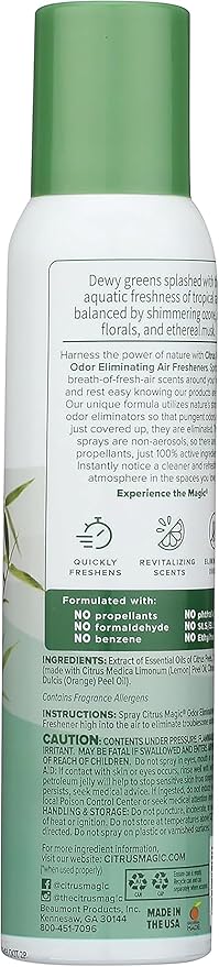 Citrus Magic Odor Eliminating Air Freshener Spray, Bamboo Rainforest, 3-Ounce, Pack of 3