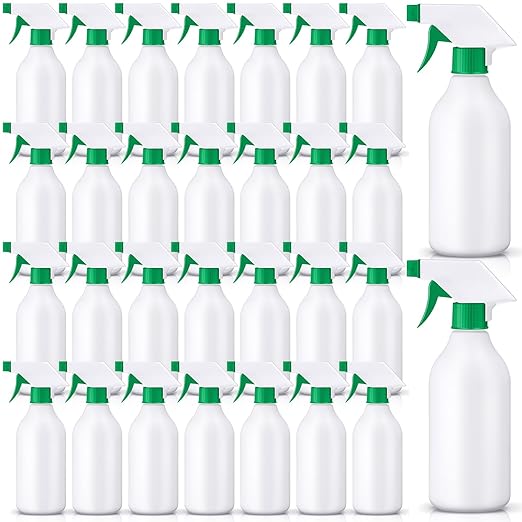 Tanlade 30 Pcs Plastic Spray Bottles 16 oz Leak Proof Squirt Bottle Refillable Empty Spray Water Mist Sprayer with Nozzles for Hair Essential Oil Cleaning Solutions Plants Pets(Green)