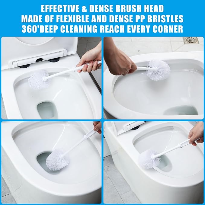 Roshtia 12 Pcs Toilet Bowl Brush White Toilet Brushes Bulk Toilet Scrubber Scrub Brushes with Plastic Handles for Commercial Restrooms Bathroom Cleaning, 13.7 Inch