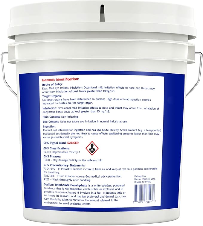 Raw Borax (10 lbs) - 100% Pure, Unscented, Multi-Purpose Cleaner & Detergent Booster - Natural Household Cleaner and Stain Remover - Made in the USA