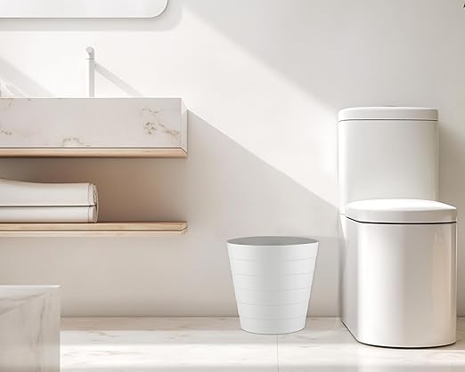 Small Trash Can (1.3 Gallons), Dorm Trash Can, Heavy Duty Dust Bin, Mini Garbage Can for Bedroom (Pack Of 3), Plastic Wastebasket, Bathroom Wastebasket (White) Round paper Trashcan, Office trashcan