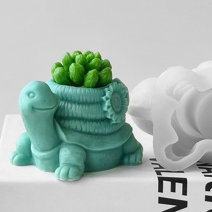 Flower Pot Succulent Mold - Turtle & Animal Shapes, Silicone & Resin Casting Molds for Candle Making & Home Decor