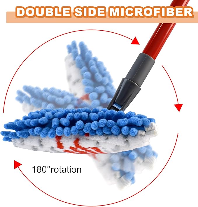 Microfiber Mops for Floor Cleaning, Flat Mop for Wet & Dry Use, Dust Mop for Hardwood Floors with 3 Reusable Pads for O Cedar Hardwood Floor 'N More 3-Action Mop and Extendable 58" Long Handle