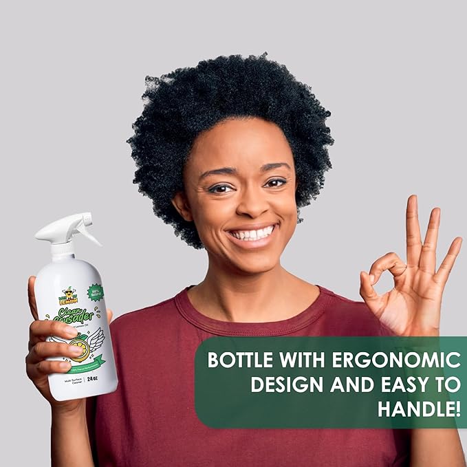 Clean Crusader 24 oz Natural Cold Pressed Lemon Oil Multipurpose Cleaner Spray for Kitchen, Bathroom, Hardwood Floors at home and office | 3 simple ingredients | Made in USA