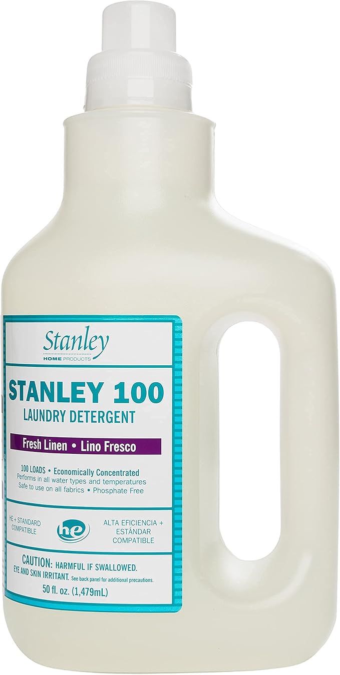 Stanley Home Products 100 Laundry Detergent - Fresh Linen Scent, Skin & Color Safe Fabric Cleaner For Washing Infant/Baby Clothes, Sheets & Delicate Cloth (Pack of 6)
