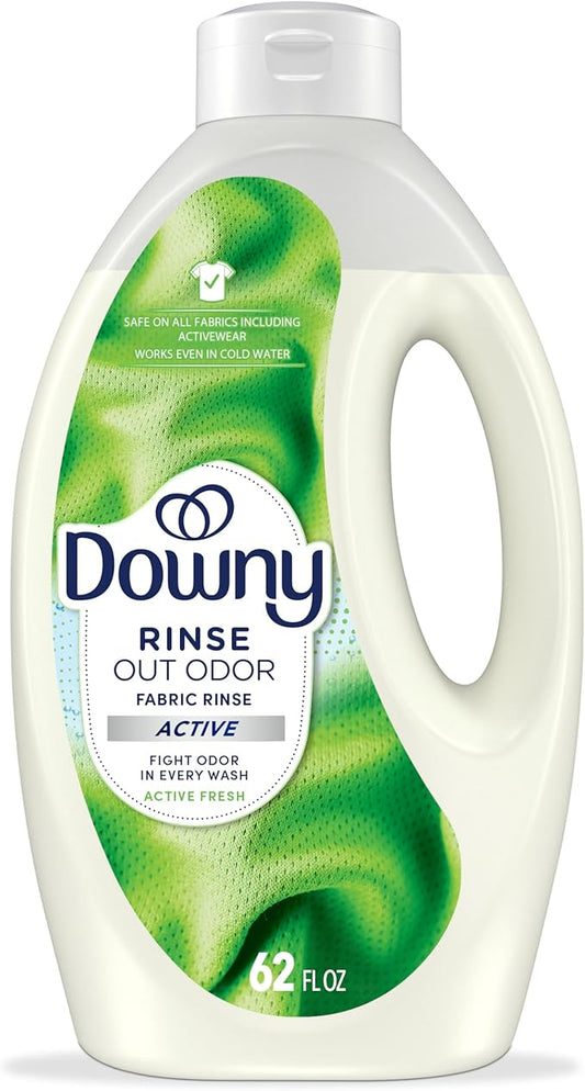 Downy Rinse Laundry Odor Remover, Active Fresh Scent, 62 FL OZ, Fabric Softener and Laundry Odor Removal Rinse