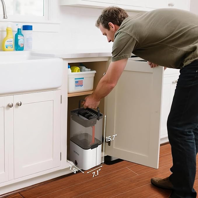 Mop and Bucket Set, Flat Microfiber Mops for Floor Cleaning, Wall Cleaner Mop and Bucket System with Wringer, Wet and Dry Use