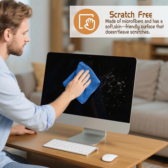 8 Pcs Large Microfiber Cleaning Cloth, 15.75"x15.75" Washable Reusable Microfiber Towel for House Floor Kitchen Car Window Highly Absorbent, Lint and Streak Free