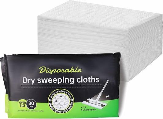XL Dry Sweeping Cloths Compatible with XL Flat Mop X Large Disposable Mop Cloth for Floor Mopping and Cleaning,9.84x17.32 inch,60 Counts