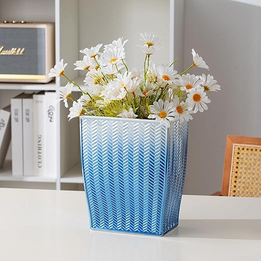Bathroom Trash Can, Stylish Garbage Container Bin for Living Room, 1.32 Gallon/5 Liters Blue Small Trash Can, Waste Basket for Bathroom, Kitchen, Office, Bedroom-Room Decor.