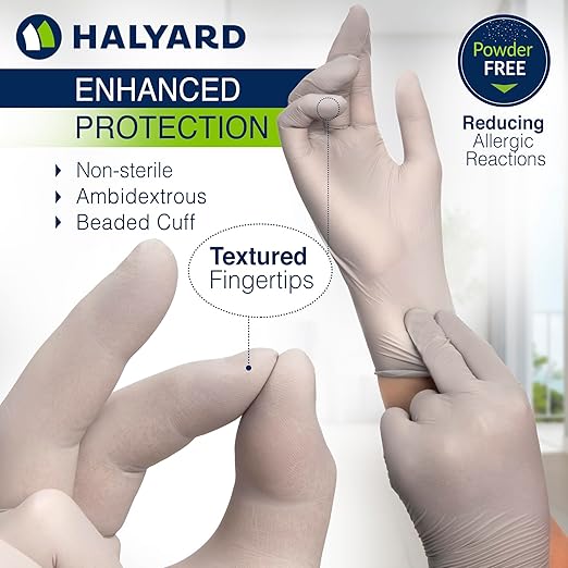 HALYARD Sterling SG Nitrile Powder Free Exam Gloves Disposable 3.7 mil, 9.5 Inches, Gray, Medium, 41659 (Box of 250)