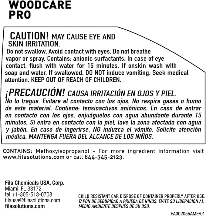 FILA Surface Care Solutions WOODCARE PRO Surfaces, Suitable Floor Spray, Furniture Cleaner, Dries Fast, Does not Damage Wood Kitchen, No Color, 24 Fl Oz