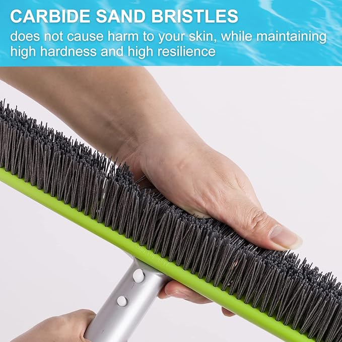 Pool Brush Head for Cleaning Plaster and Gunite Concrete Surfaces,Heavy Duty Inground Swimming Pools Stiff Bristles Scrub Brushes