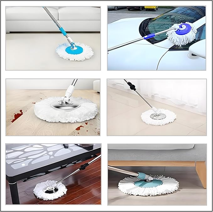 6 Pack Spin Mop Replacement Heads, (6.3 Inch,Round) Microfiber Mop Refills Compatible with Hurricane, Mopnado, Casabella, Magic and Other 360 Spin Mop Systems, (6 Colors)
