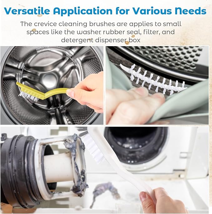 Lasnten 9 Pcs Multifunctional Crevice Cleaning Brush Set 8pcs Hard Bristle Brushes and 1pcs Drum Laundry Cleaner Brush for Deep Cleaning Gap Kitchen Bathroom Grout Sink Corners Bottle