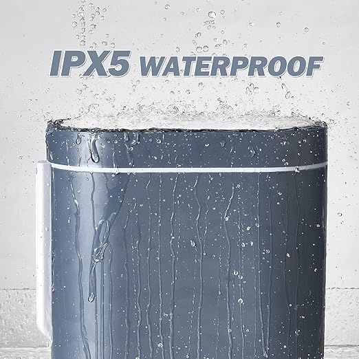 ELPHECO Bathroom Trash Can with Toilet Brush 2.5 Gallon Waterproof Trash Bin Smart Garbage can with lid Motion Sensor Waste Bin Automatic Bathroom Decor(Grey)