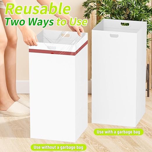 30 Gallon Disposable Trash Cans for Parties, 4 Pack Extra Large Portable Trash Can White Pop Up Trash Cans Bin, Recycle Collapsible Garbage Can Bins for Party Kitchen Camping Trash Can