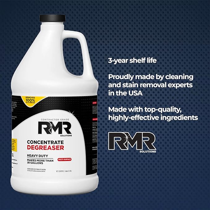 RMR Degreaser and Cleaner Concentrate - Advanced Indoor/Outdoor Formula for Heavy-Duty Commercial, Residential, Automotive, and Equipment Cleaning, 1 Gallon Makes Over 16 Gallons