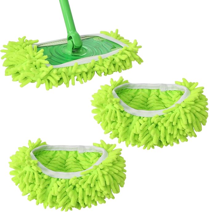 Reusable Mop Pads Compatible with swiffer Sweeper Mop, Wet and Dry Flat Mop Pads Cover, 2 Pack Washable Pads for Surface/Hardwood Floor Cleaning (Mop is Not Included)