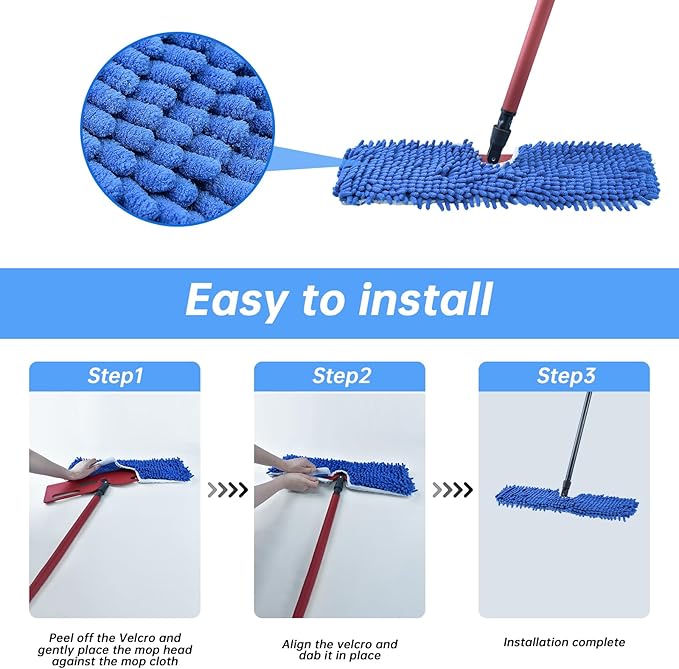 4 Pack Mop Heads Replacements Compatible with O-cedar Dual-Action Flip Mop,Microfiber&Chenille Mop Replace Head for Dry/Wet Use,Double-sided,Reusable and Washable Dust Mop Refills for Floor Cleaning