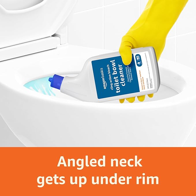 Amazon Basics Toilet Bowl Cleaner with Cling Action Formula, Bleach, Fresh Scent, 24 Fl Oz, Pack of 2