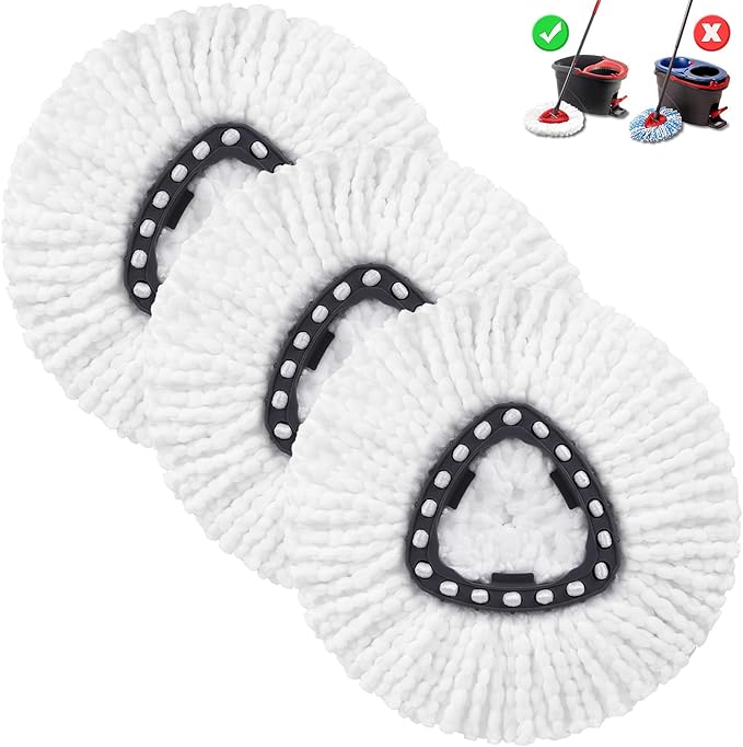 3 Pack Spin Mop Replacement Head Mop Refill Compatible with Ocedar Triangle Swivel Mops Microfiber Swivel Mop Refill,Deep Clean,Machine Washable and Easy to Replace
