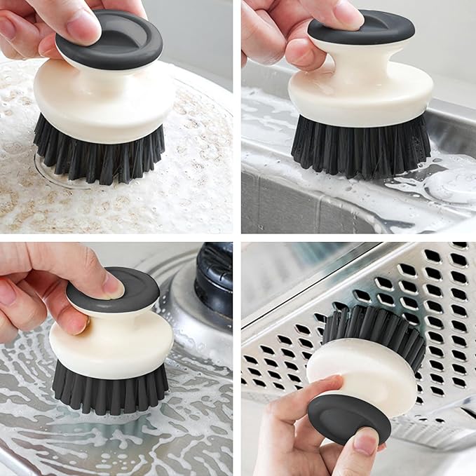 Dish Scrub Brush,Ergonomic Grip Palm Brush,Kitchen Scrub Brushes for Cleaning, Dish Scrubber with Stiff Bristles for Sink, Pots, Pans