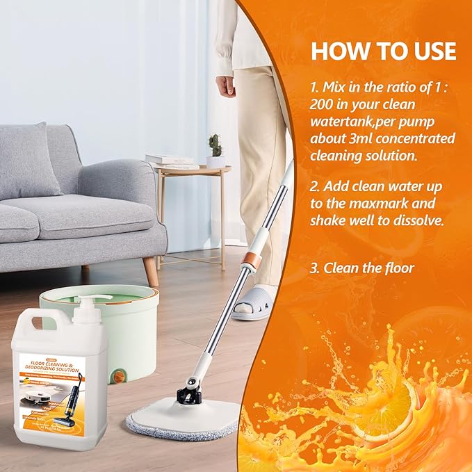 Floor Cleaning Solution- 85 FL OZ-Floor Cleaner for Mopping with Tineco,Deep Cleaning &Deodorizing for Roborock,Compatible with Saros Series,S8/S7 Series,Q Revo/Q Series,iFLOOR Series Wet Dry Vacuum
