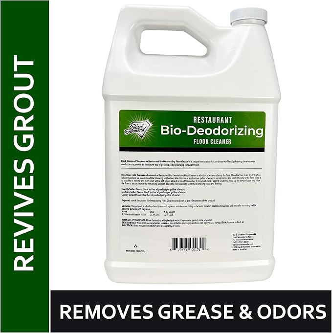 Restaurant Bio-Deodorizing Floor Cleaner Heavy Duty Concentrated Enzyme Degreaser & Odor Eliminator for Use in Mopping Bathroom, Kitchen, and Dining Room. Removes Grease & Urine Odors. (4)