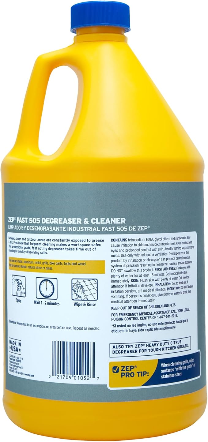 Zep Fast 505 Cleaner and Degreaser - 1 Gallon - ZU505128 - Great for Grills, Plastics, Metal, and More! (4)