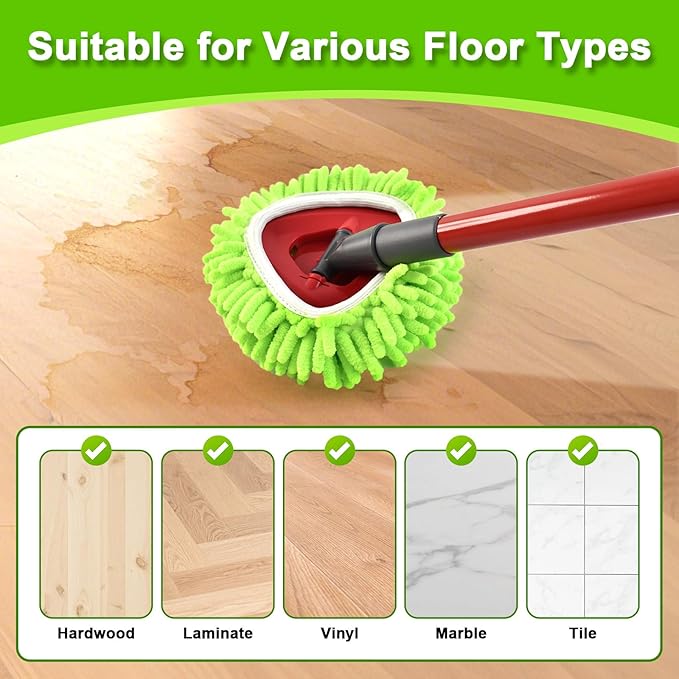 Mop Replace Head for O Cedar, Spin Mop Heads Replacements for Ocedar RinseClean 2 Tank Spin Mop, Chenille Duster for Ocedar Mop Include 3 Pack Microfiber Chenille Mop Pad for Ocedar Spin Mop