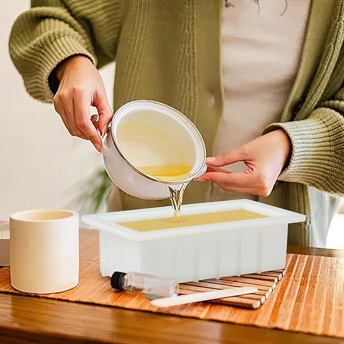 42oz Silicone Soap Mold Loaf Soap Making Mold with 5 Acrylic Dividers for DIY Handmade Soap Swirl Making Tools, white