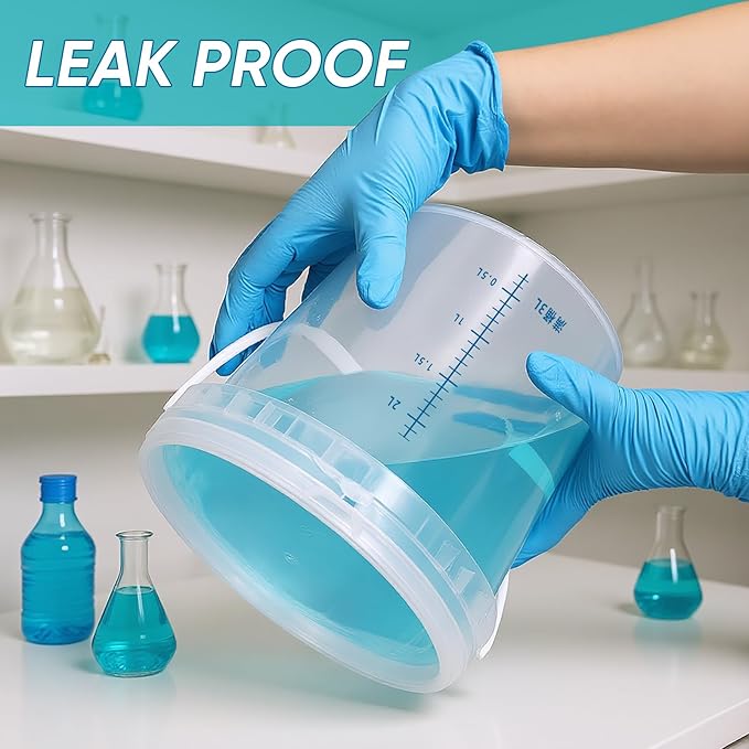 ASEVAT 0.8Gal 2Pack Clear Bucket Graduated Pail Container with Lid, Food Grade Buckets, Cleaning Containers Plastic Pails Extra Durable Handles with Grip for Easy Carrying