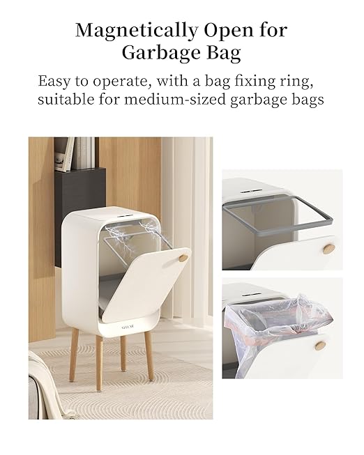 Motion Sensor Trash Can - Automatic Touchless 5.5 Gallon / 20L Garbage Bin for Livingroom, Bedroom, Office (White)