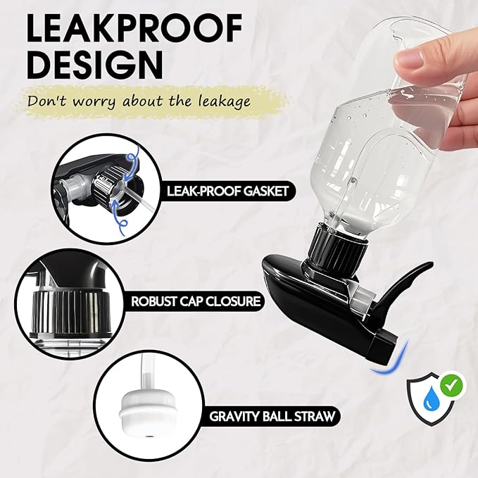 2 Packs Plastic Spray Bottles 360°Water Spray Bottle for Cleaning - 10 oz/300 ml Upside Down Spray Bottle Refillable Small Squirt Bottle with Adjustable Nozzle for Hair, Cooking, Plant, Pet (Brown)